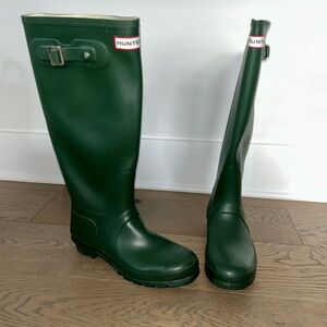 Hunter Forest Green Rain Boots with Buckle